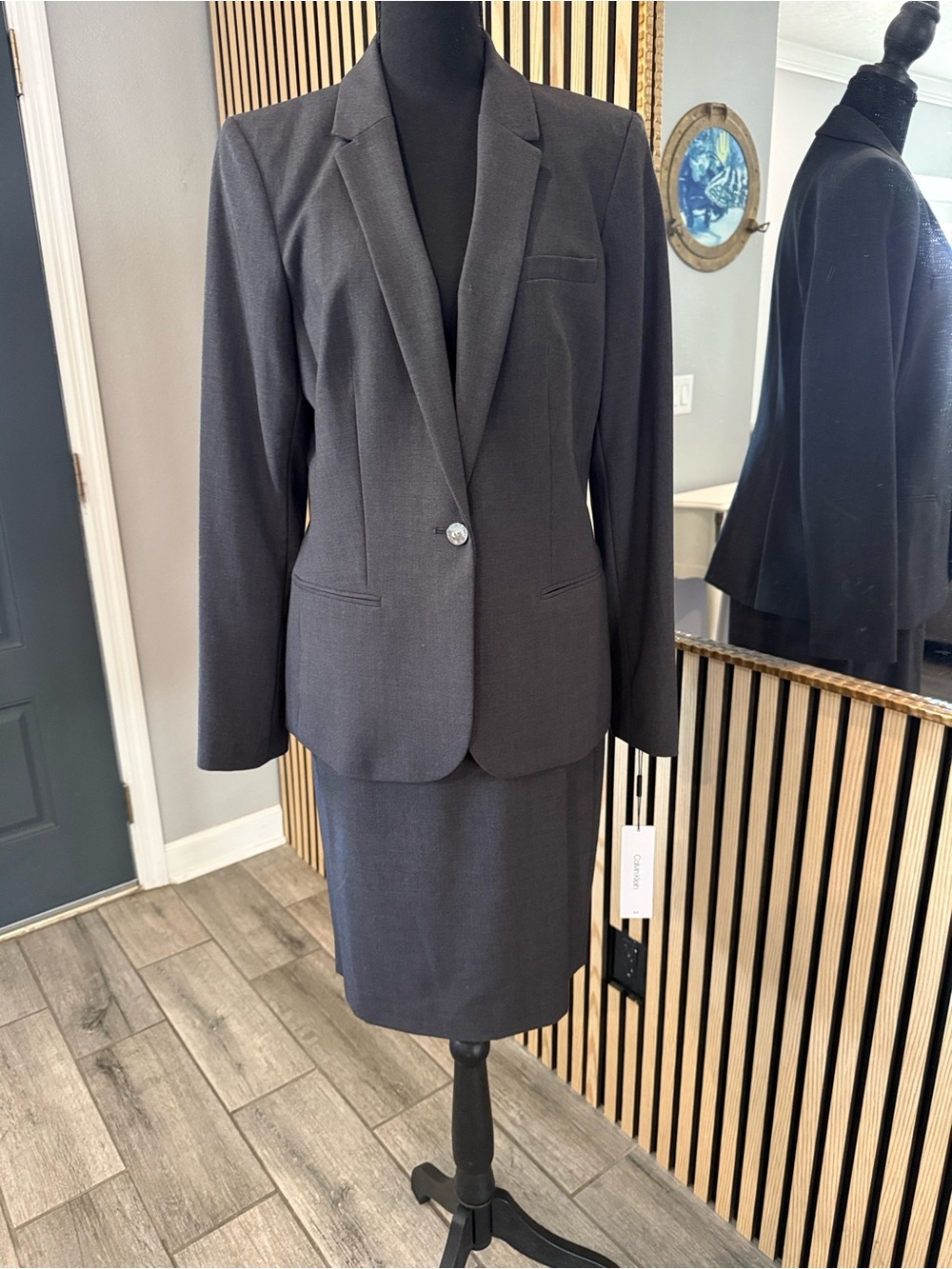 Anne Klein Charcoal Gray Pencil Skirt